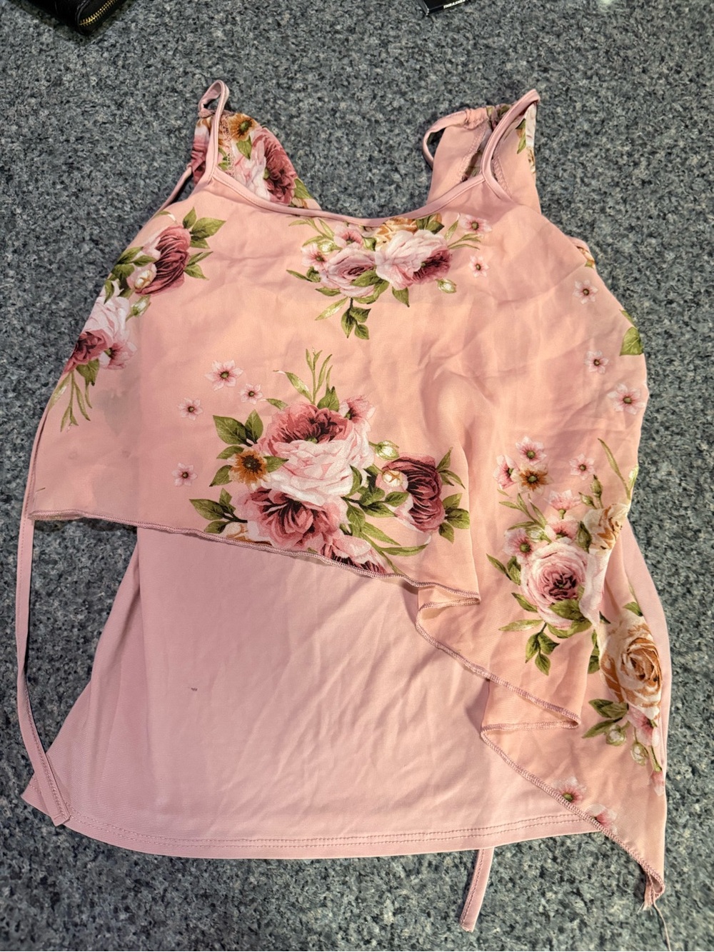 Floral Layered Pink Sleeveless Blouse